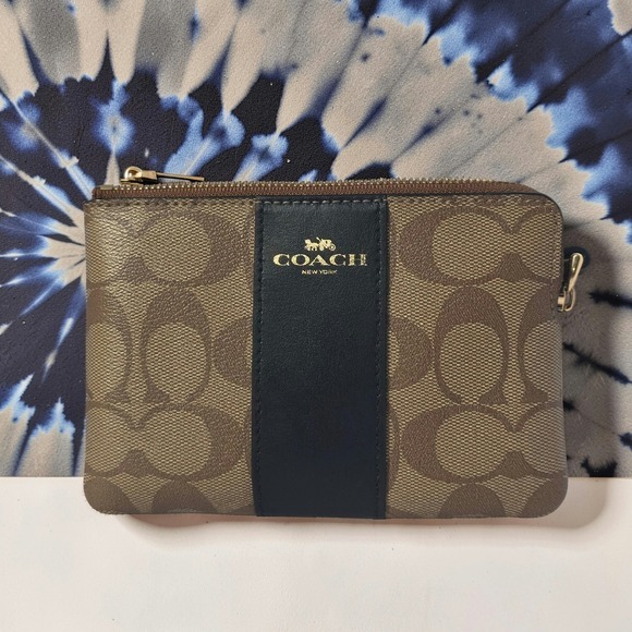 Coach Handbags - Coach Wristlet Wallet K1948 F58035 Brown Signature Canvas Leather Zip‎